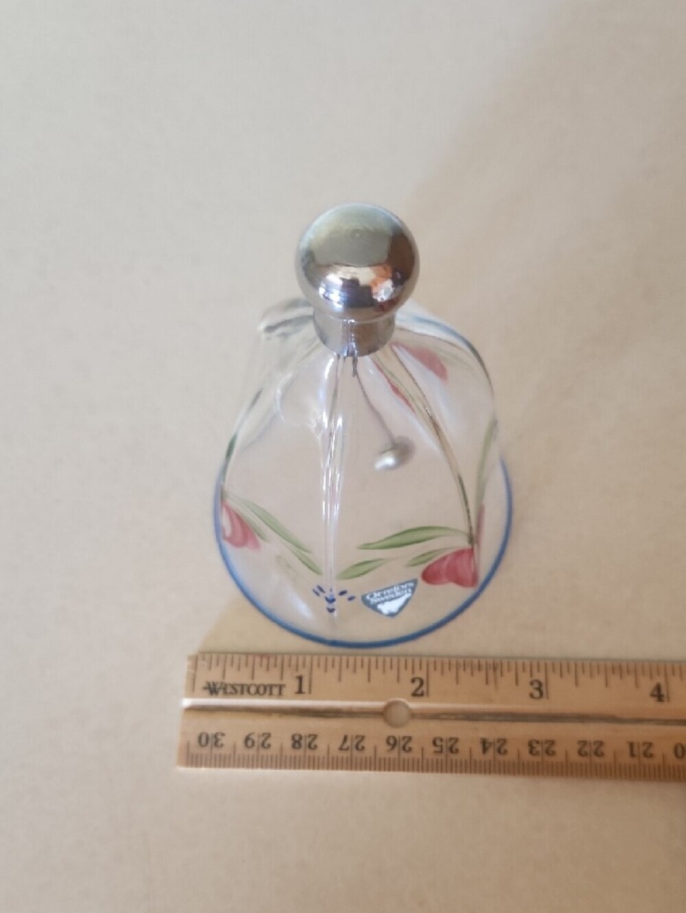 Vintage Orrefors Maja Crystal Dinner Bell Hand Painted Signed Eva Englund EEAL - Picture 5 of 8